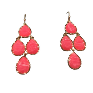 Style & Co Gold Trim Pink Stone Chandelier Drop Earrings